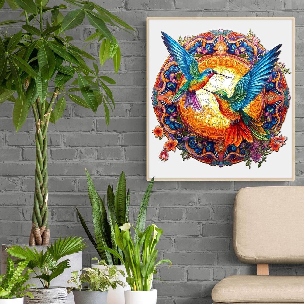 WoodBests Mandala Hummingbird Creative Wooden Puzzle 100pcs 8x8 in - Picture 6 of 7